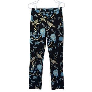 Soft Surroundings Women’s Chinoiserie Asian Floral Bird Ponte Knit Pants Size XS